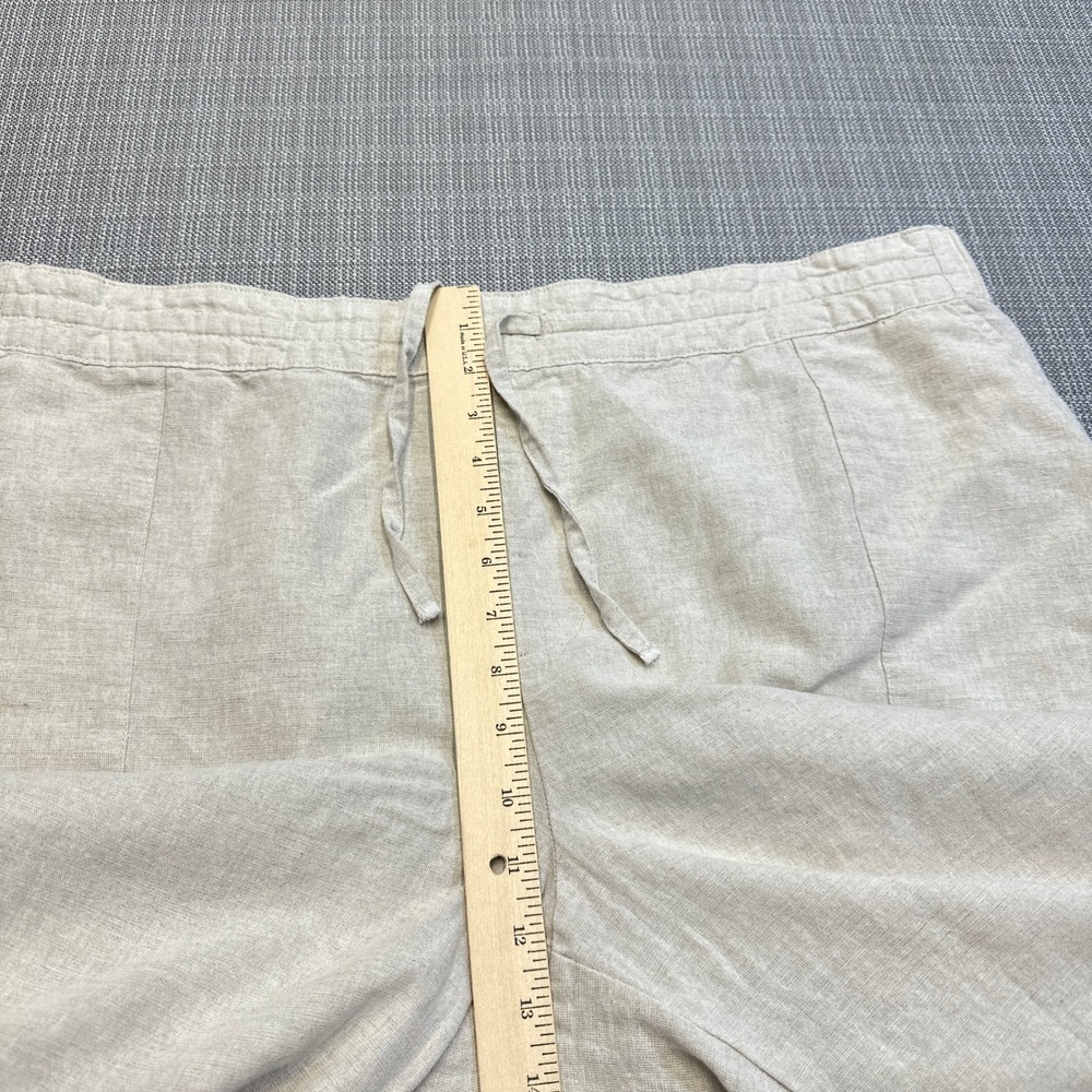 New‎ Liz Claiborne Wide Leg Crop Pants XL Flax Linen Coastal Pull On Pockets - Picture 8 of 11